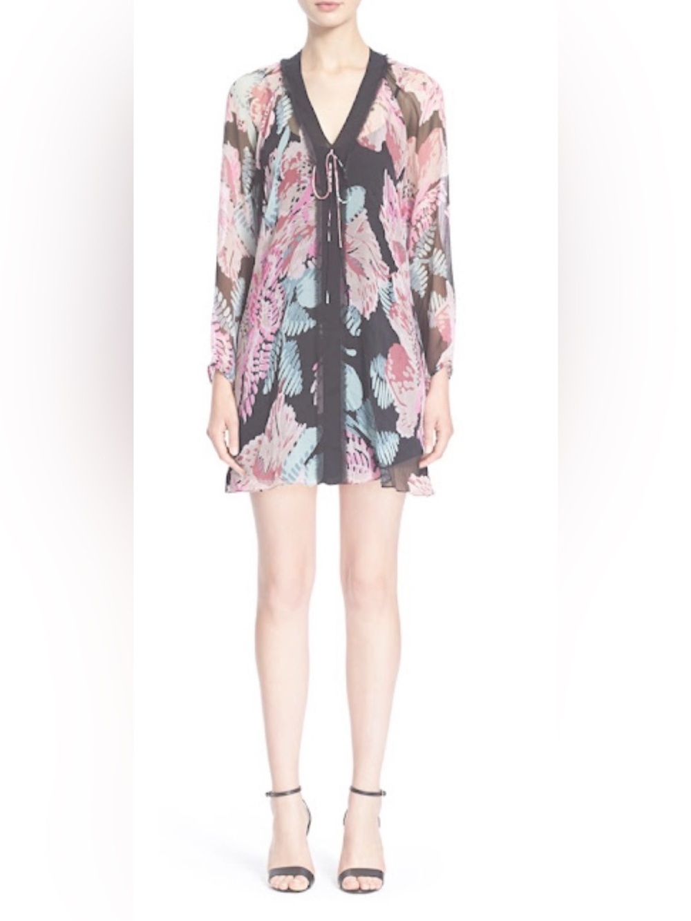 Elizabeth And James Sheer Floral Mini Dress M